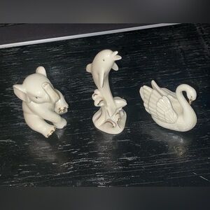 Lenox Ivory & 24k Gold  Ceramic Animal Figurine Trio